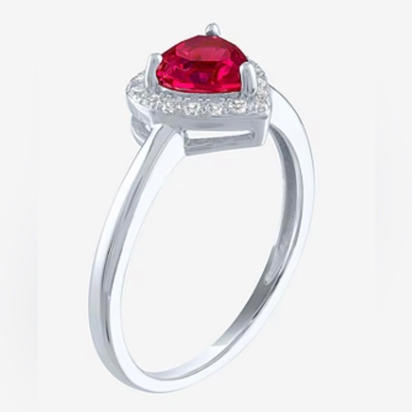 Lab Created Ruby and White Sapphire
Heart Ring in Sterling Silver - Picture 2 of 8